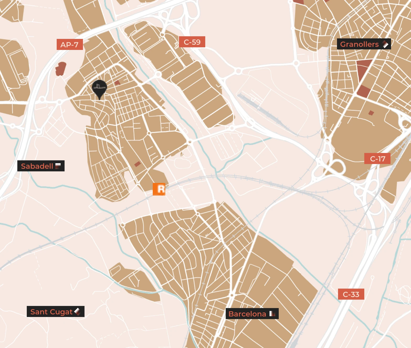 Mapa de comunicaciones de Santa Perpètua de Mogoda